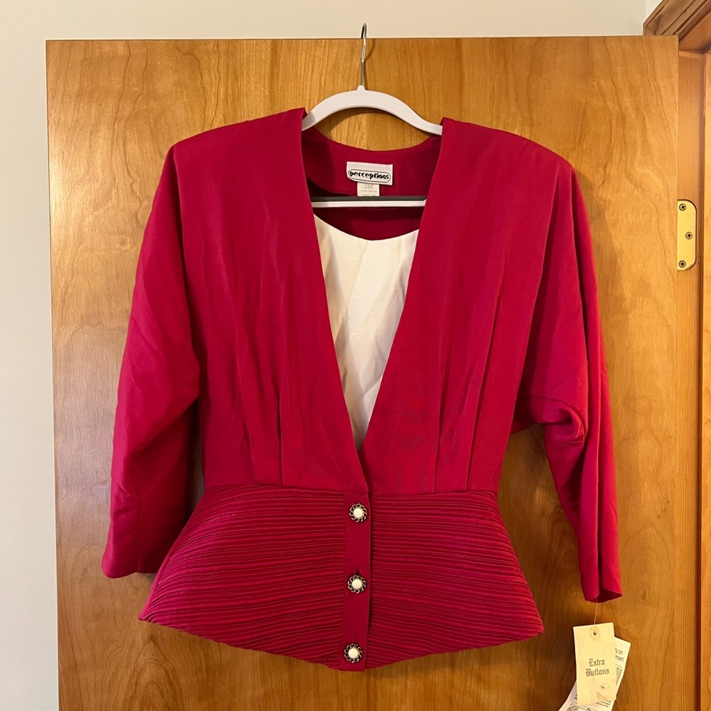 Perceptions Women's Pink Blouse Top Ruched Vintage Retro JCPenneys NWT 10 10T